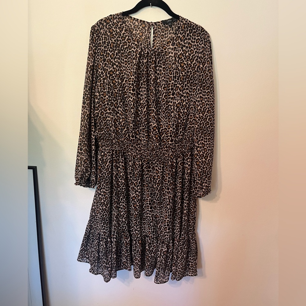NWT J. Crew size XL chiffon dress in leopard